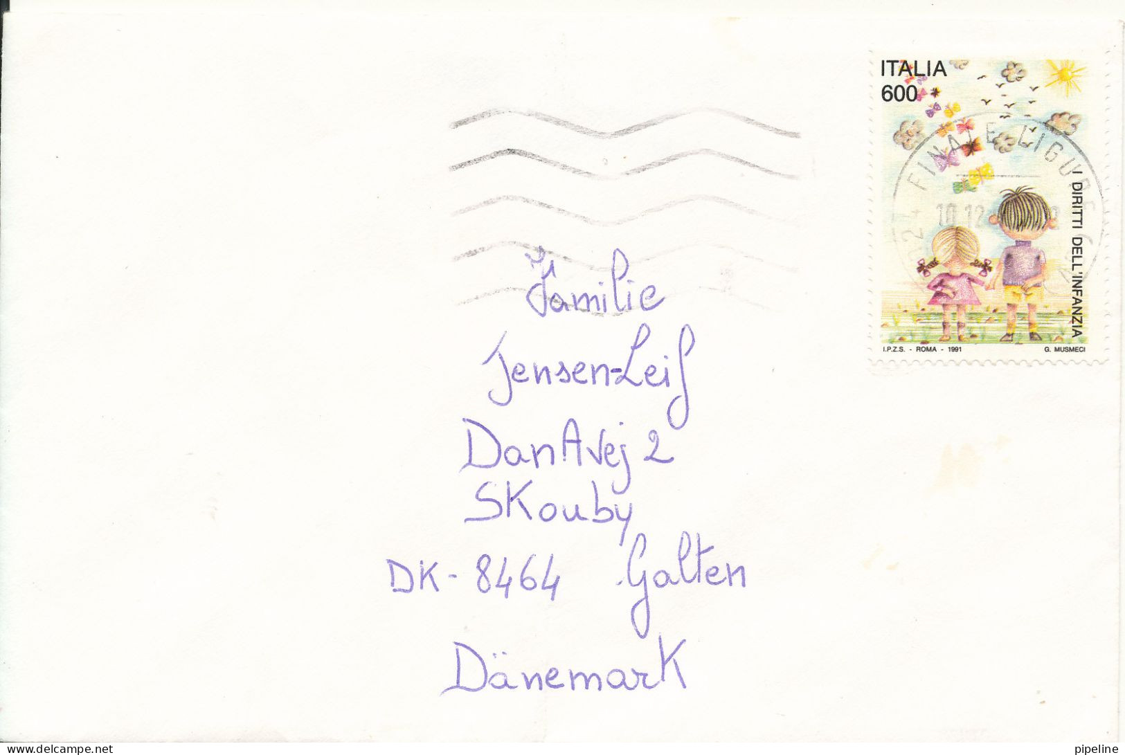 Italy Cover Sent To Denmark Finale Ligure 10-12-1992 Single Franked - 1991-00: Marcophilia