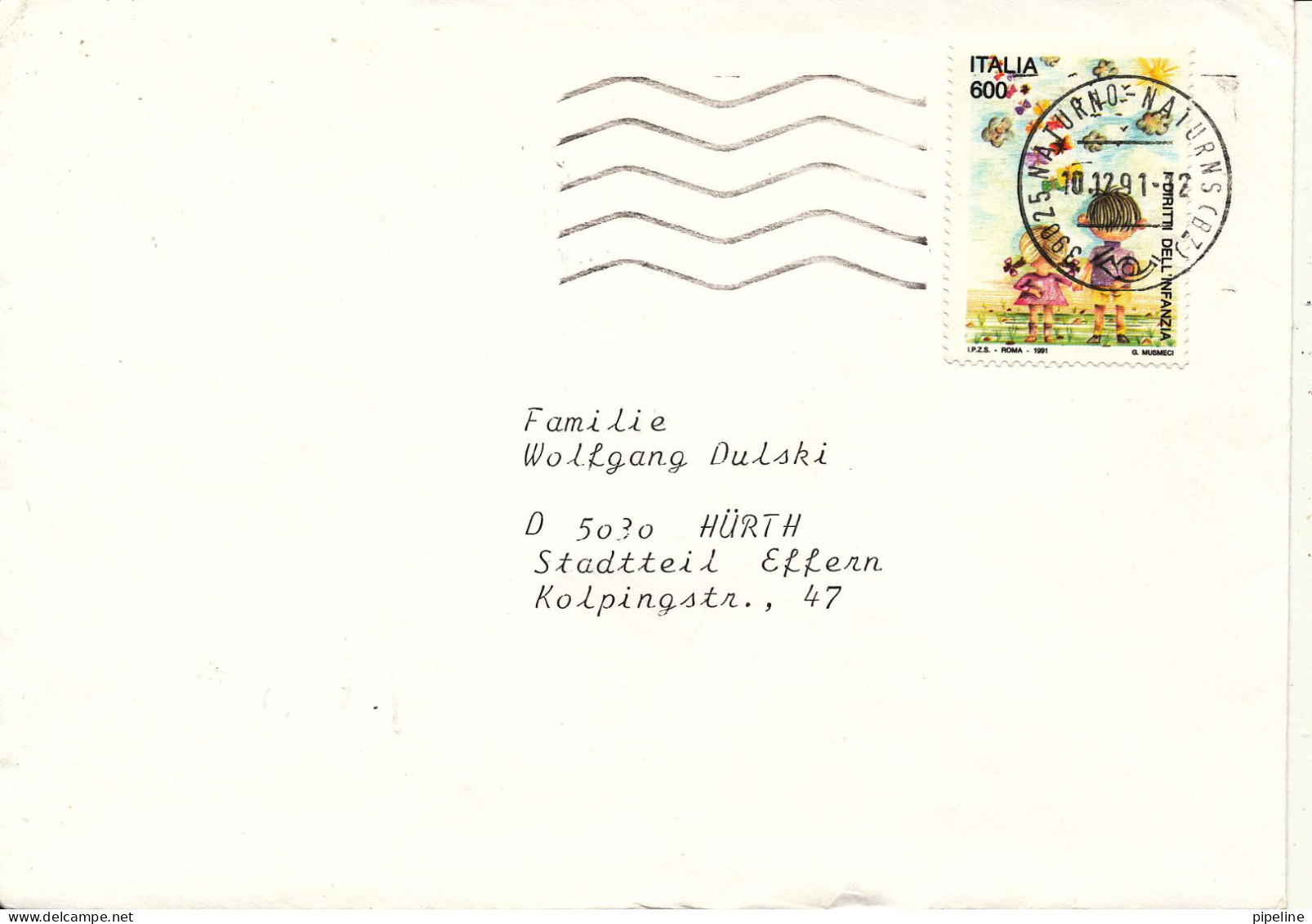 Italy Cover Sent To Germany 10-12-1991 Single Franked - 1991-00: Marcophilia