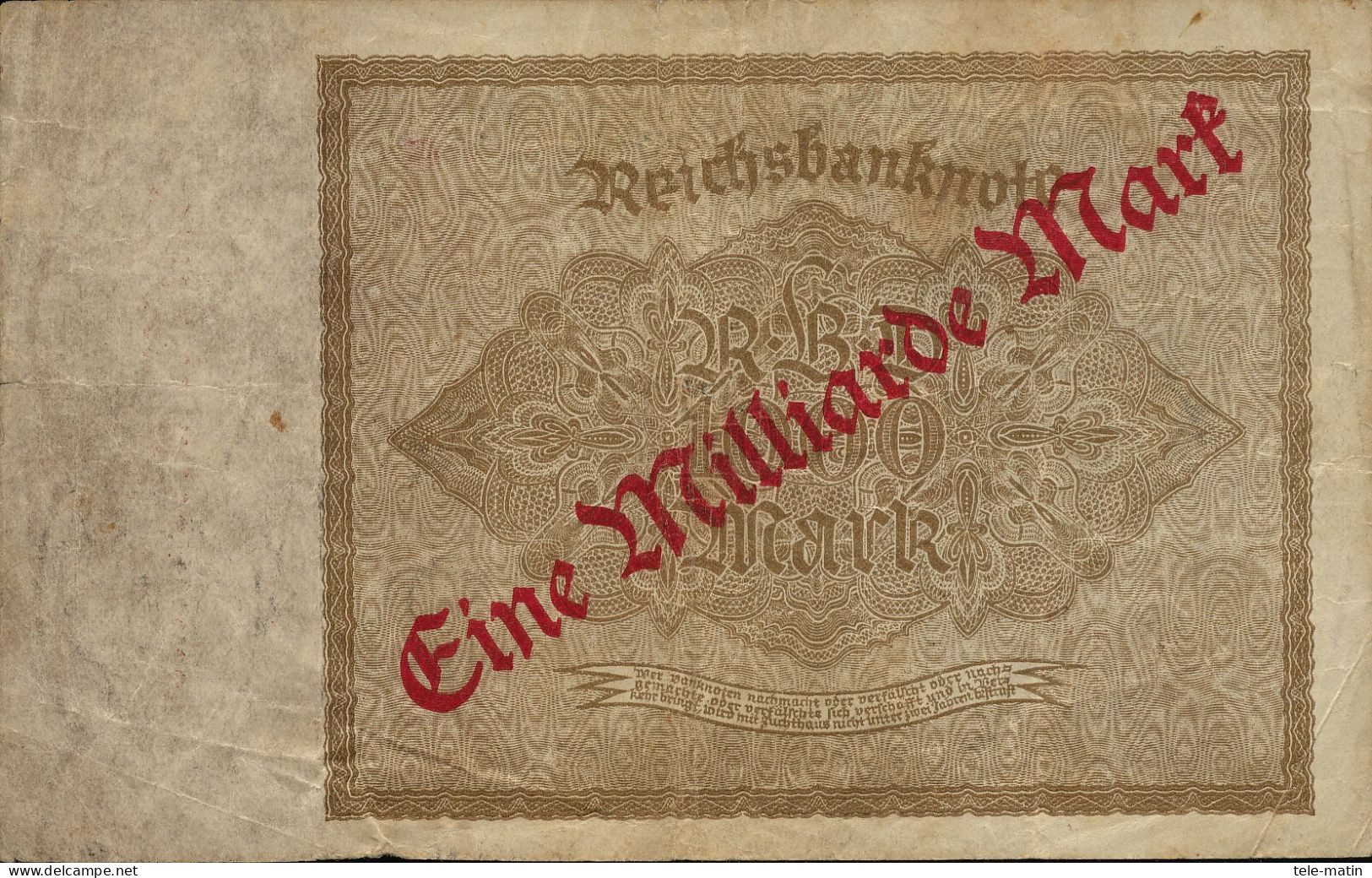 2 Billets D'Allemagne De 1922 Avec Surcharge De Un Milliard De Mark - Sammlungen