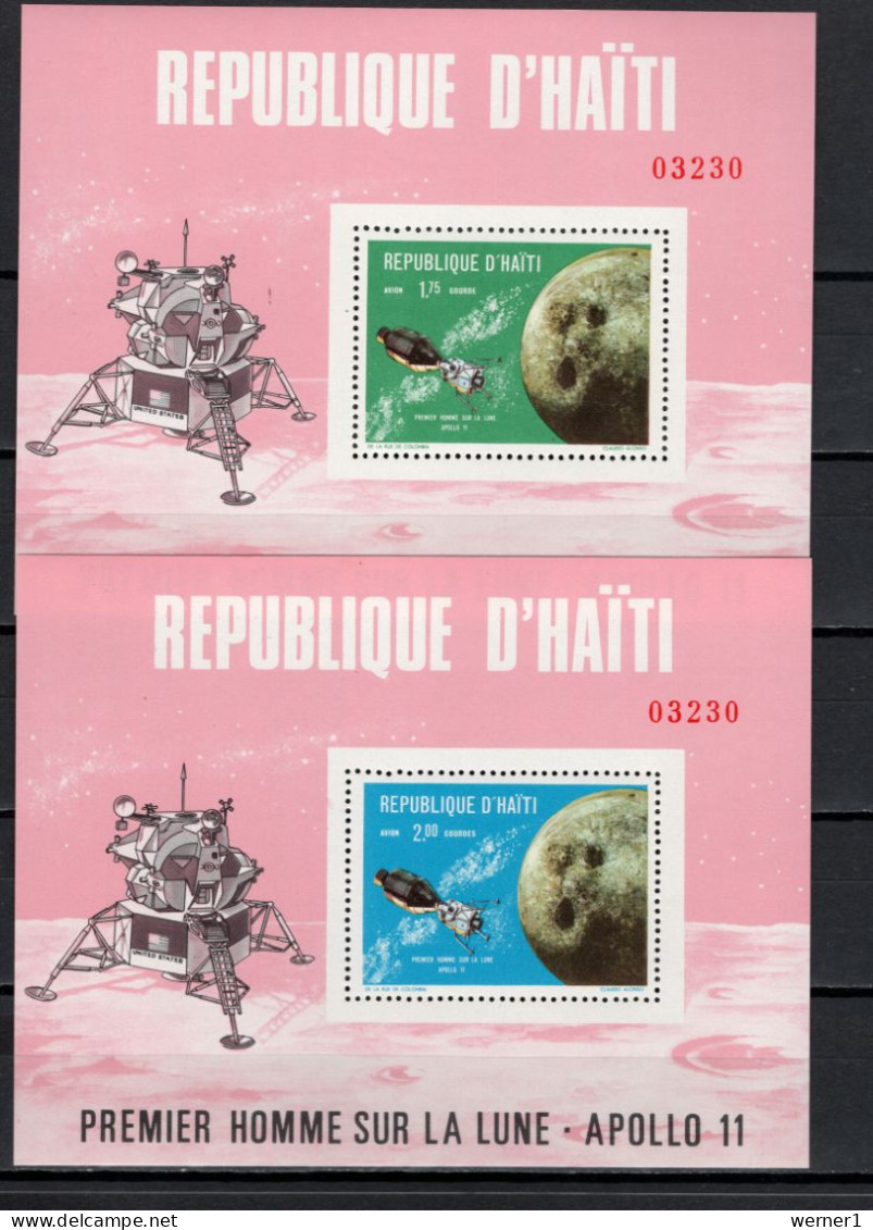 Haiti 1969 Space, Apollo 7 And 8 Set Of 2 S/s MNH - América Del Norte