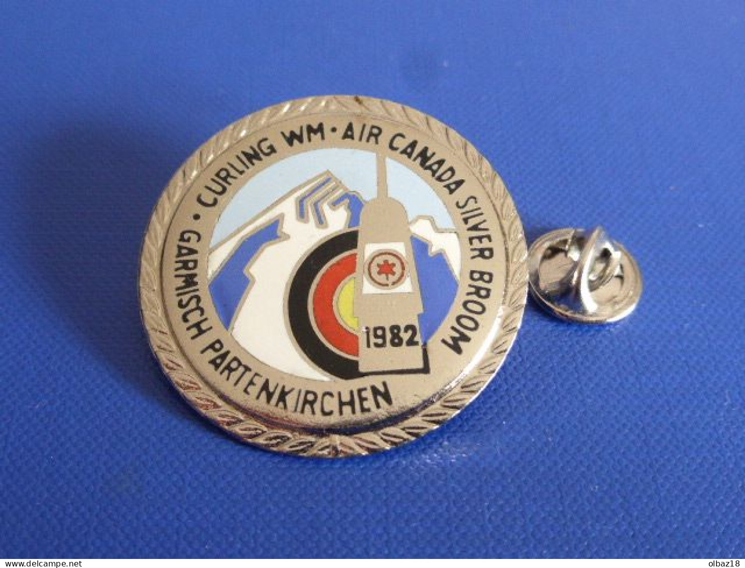 Broche (no Pin's) Air Canada Curling WM Silver Broom - Garmisch Partenkirchen 1982 Sports D'hiver - Avion (Z1) - Airplanes