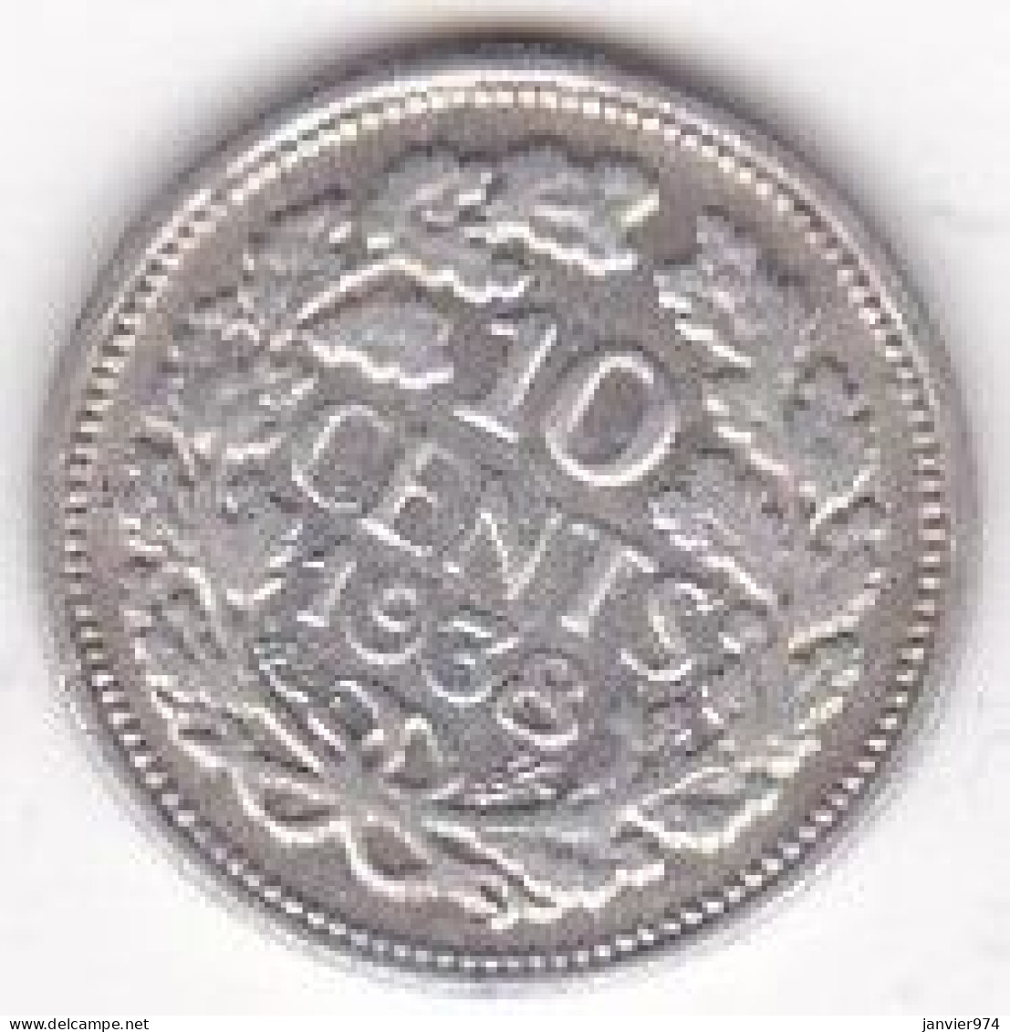 Pays Bas 10 Cents 1938 Wilhelmina, En Argent , KM# 163 - 10 Cent