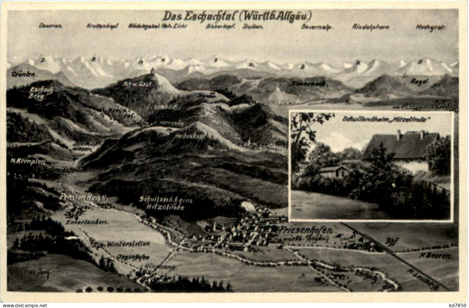 Eschachtal - Friesenhofen - Künstler-AK Eugen Felle - Leutkirch I. Allg.