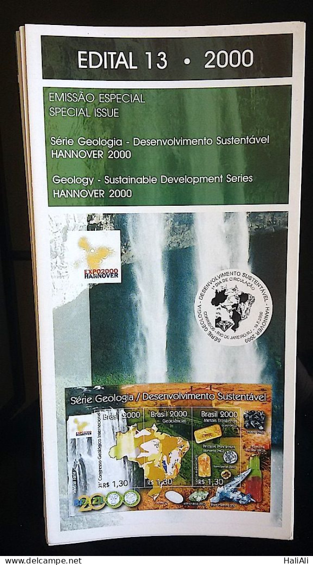 Brochure Brazil Edital 2000 13 Sustainable Development Mapa Ouro Without Stamp - Lettres & Documents