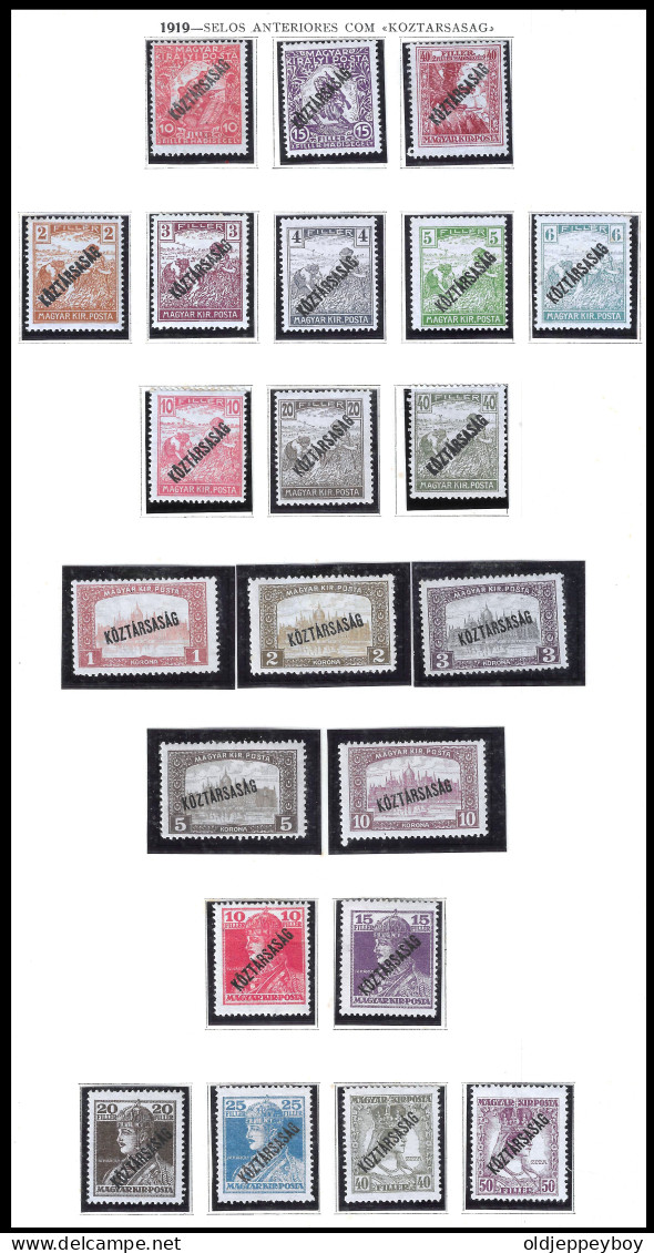 Hungary  1918-19 Wmk. 137 Perf. 15, 14 Full Set Mint MLH SC# 1N26-1N37 Koztarsasag OVERPRINT SCOTT Nos. 153-17 - Nuevos