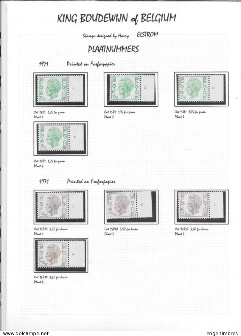 Belgium - Large selection of ELSTROM stamps - all POSTFRIS - and all with Plaatnummer