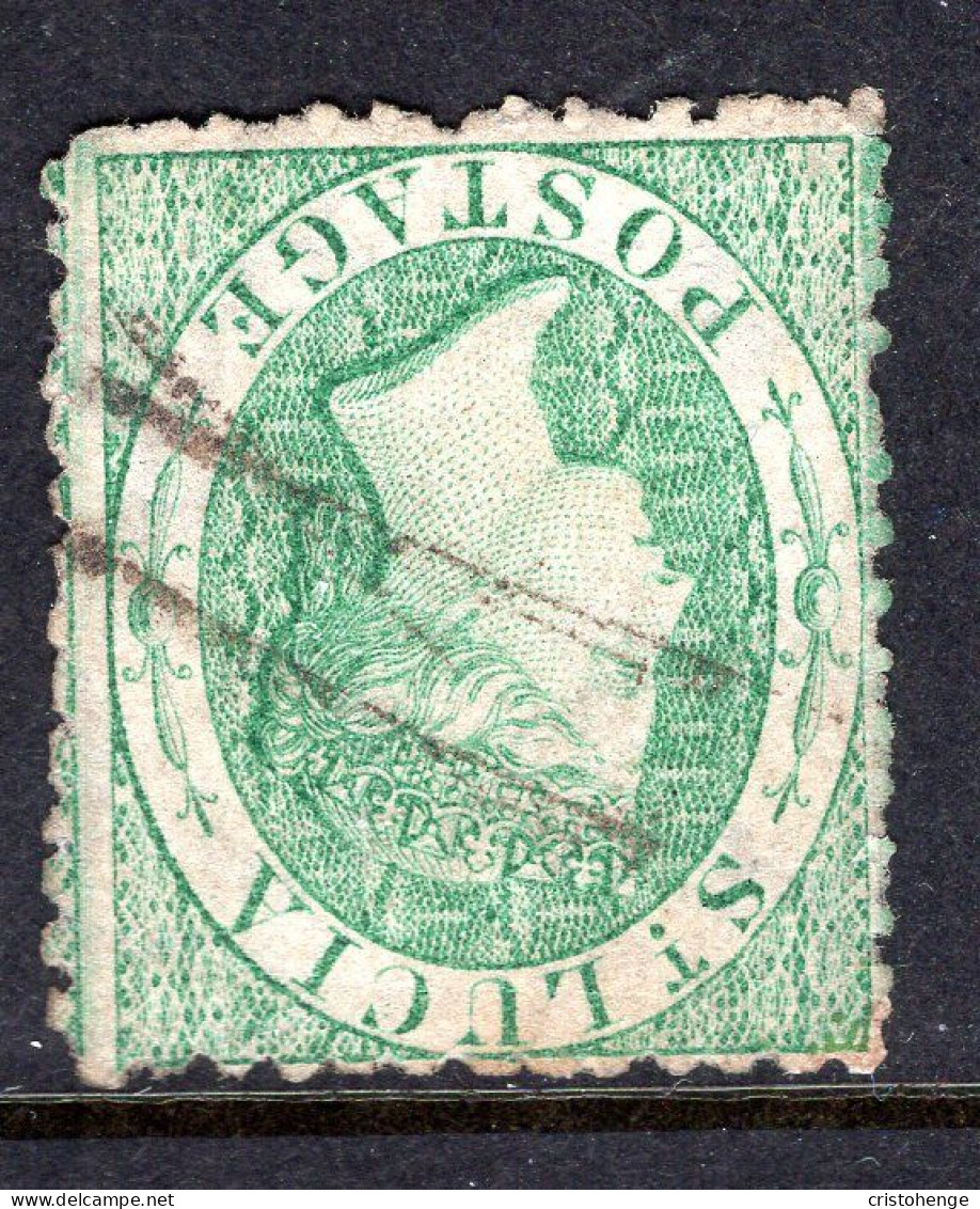 St Lucia 1860 QV - Wmk. Crown CC - P.12½ - 6d Emerald-green - Wmk. Inverted Used (SG 8w) - Ste Lucie (...-1978)