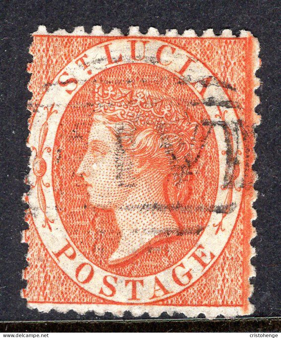 St Lucia 1864-76 QV - Wmk. Crown CC - P.12½ - 1/- Orange Used (SG 14b) - Ste Lucie (...-1978)