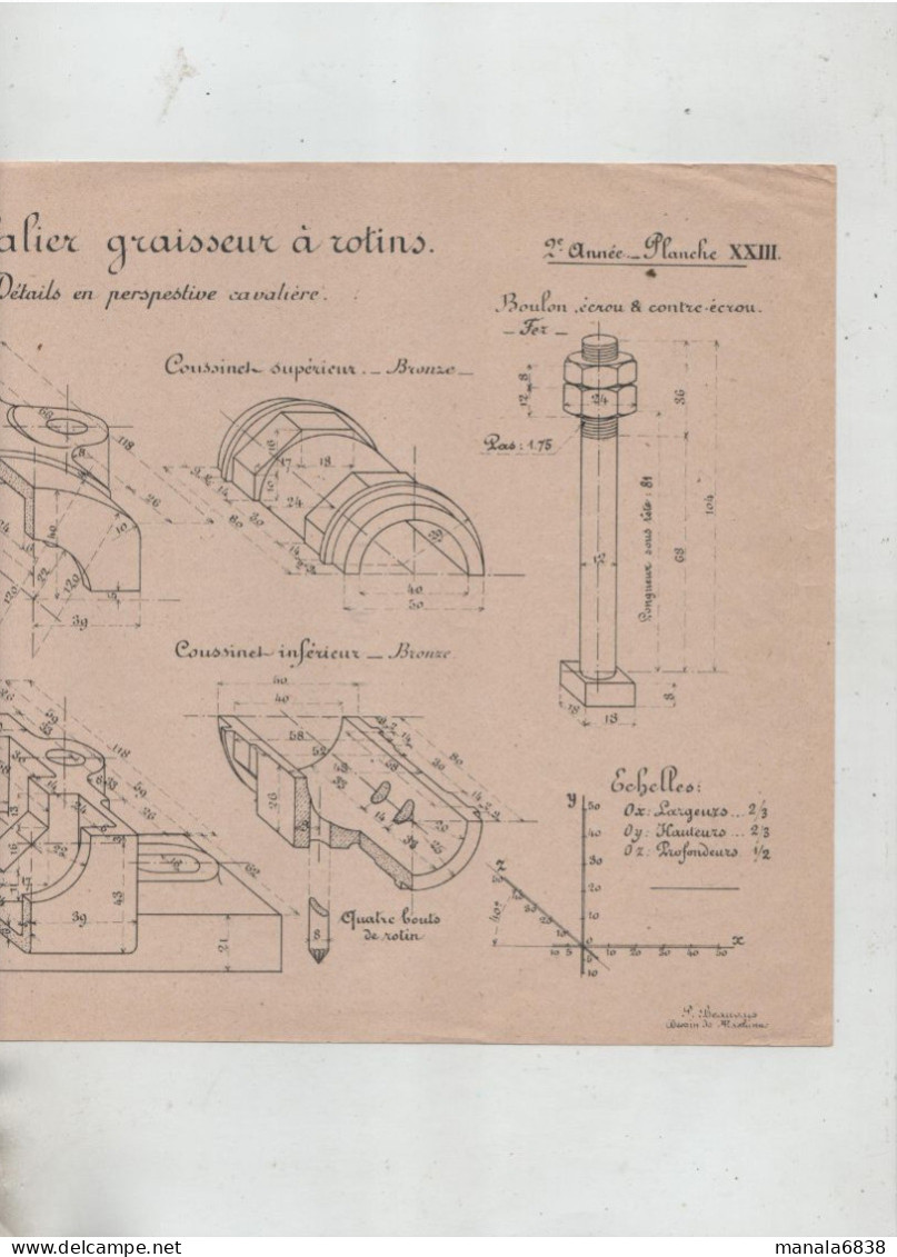 Ecoles Arts Métiers Palier Graisseur à Rotins   Beauvais  Planche 33 - Other Plans