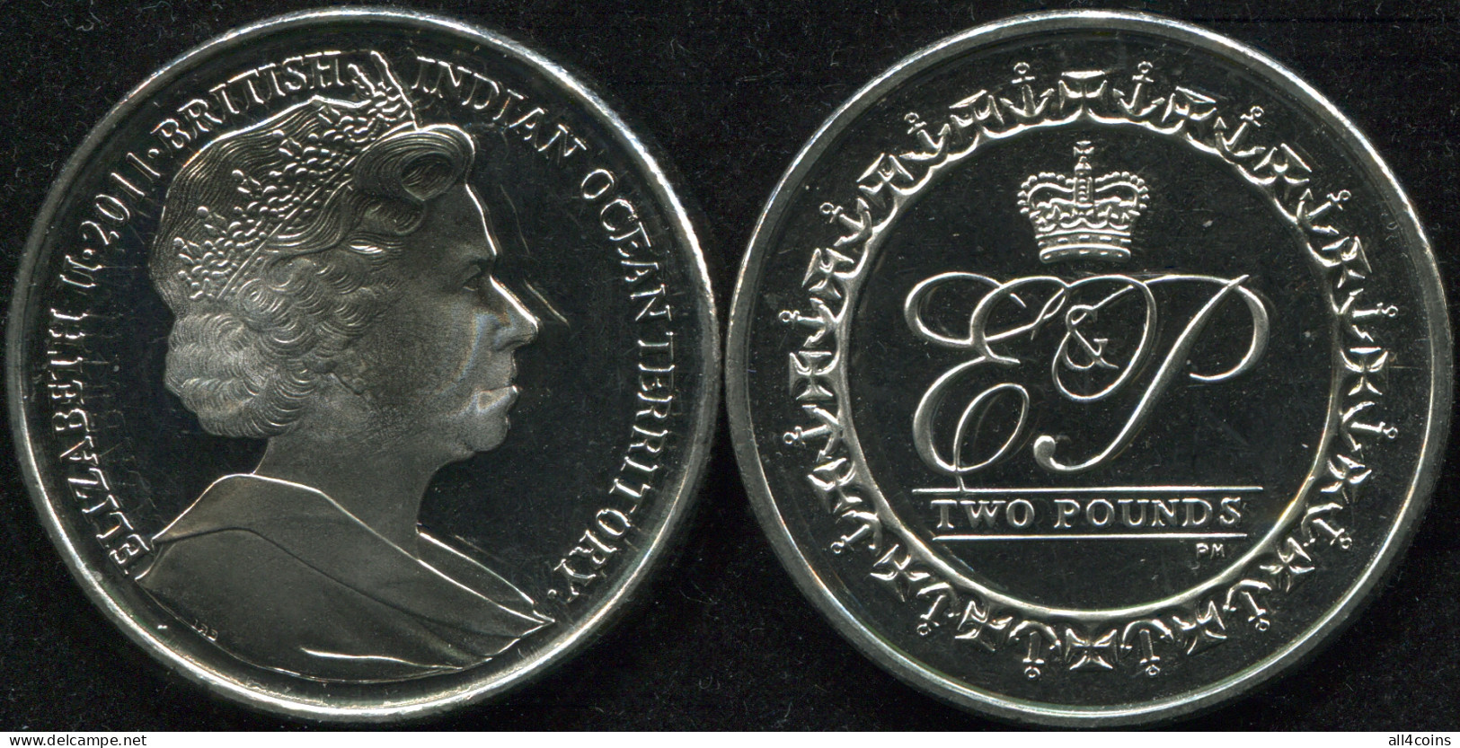 BIOT 2 Pounds. 2011 (Coin KM#5. Unc) Prince Philip, 90th Birthday - Autres & Non Classés