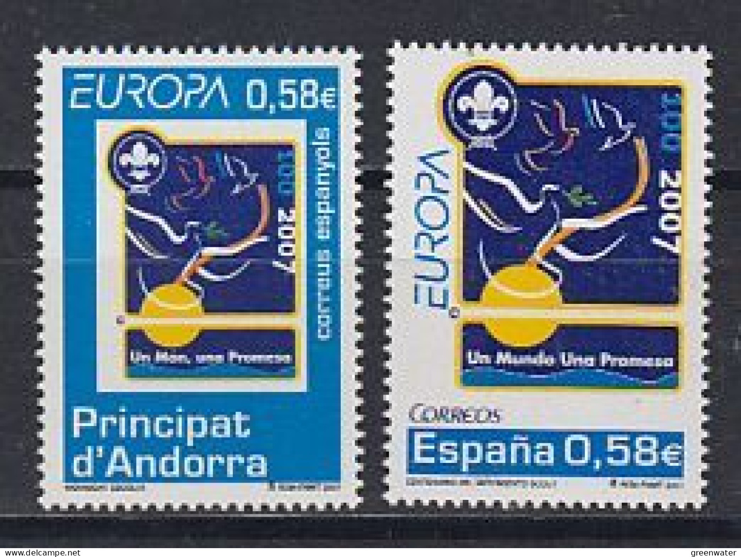 Europa Cept 2007 Andorra Sp & Spain 2v ** Mnh (59502D) - 2007