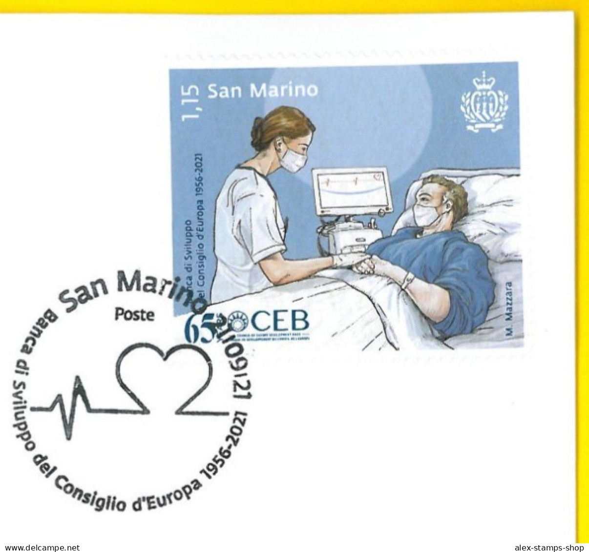 SAN MARINO 2021 FDC 65° Ann. Banca Sviluppo Consiglio D'Europa First Day Cover - FDC