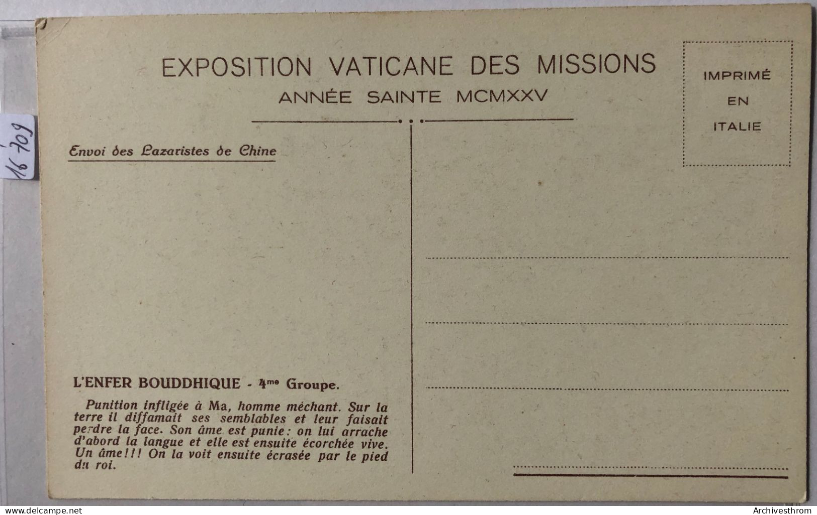 Exposition Vaticane Des Missions : L'enfer Bouddhique - 4e Groupe (16'709) - Vatican