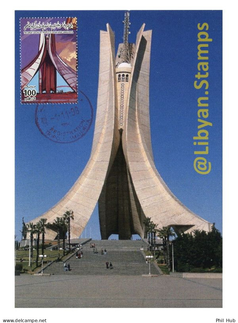 LIBYA 1998 Algiers Martyr's Memorial Algeria Islam Architecture (maximum-card) - Moskeeën En Synagogen