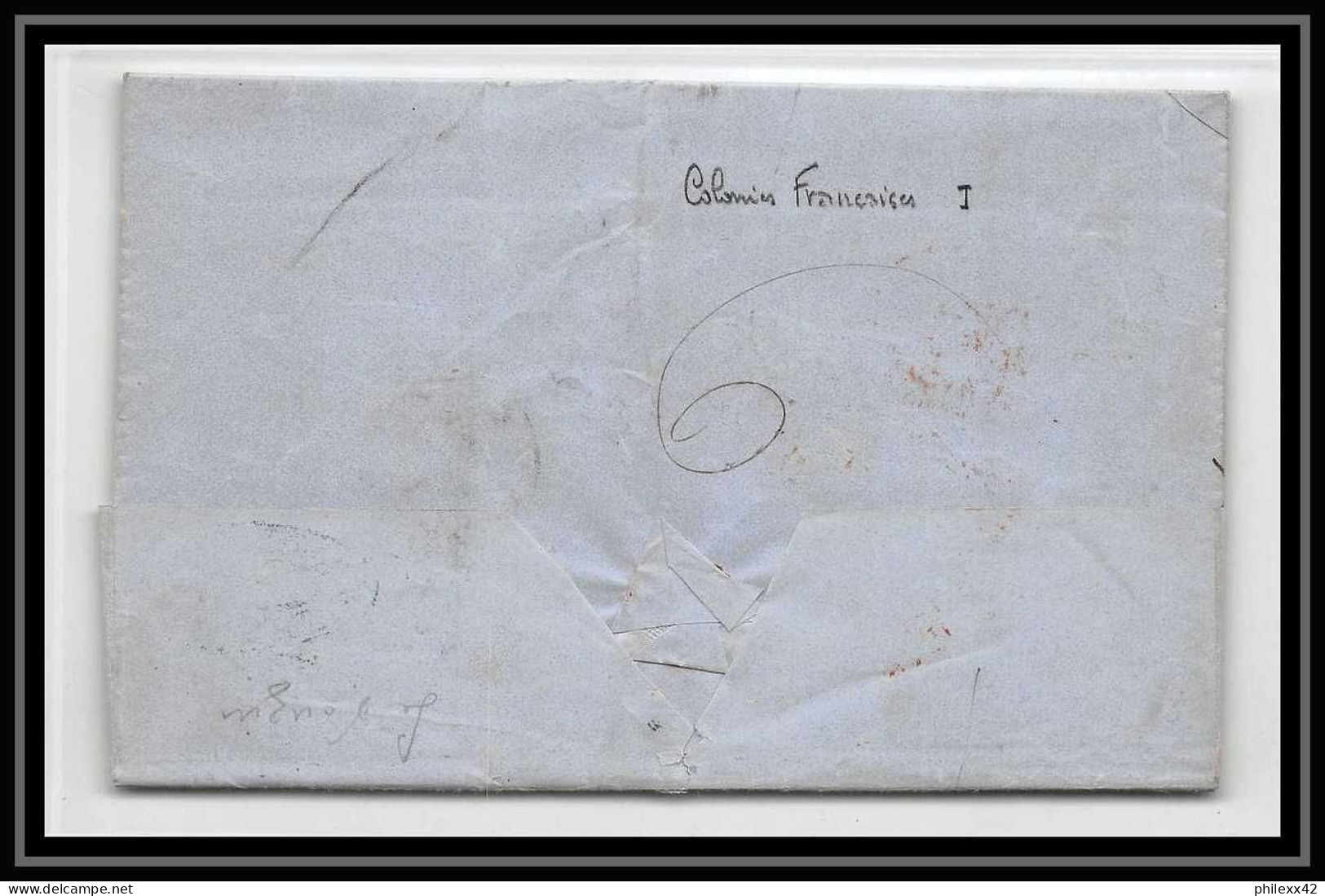 36881 Maritime Paquebot Steamer Pondichery Inde French India  Marseille France 1861 Marque Postale D'entrée Lettre Cover - ...-1852 Prephilately