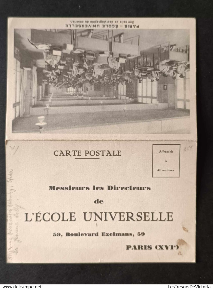 France - Paris - Ecole Universelle - Une Salle De Dactylographie Du Courrier - Double - Publ. - Carte Postale Ancienne - Bildung, Schulen & Universitäten