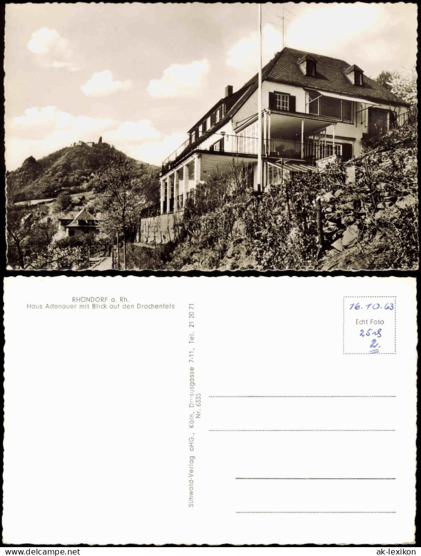 Rhöndorf-Bad Honnef Haus Adenauer Mit Blick Auf Den Drachenfels 1963 - Bad Honnef