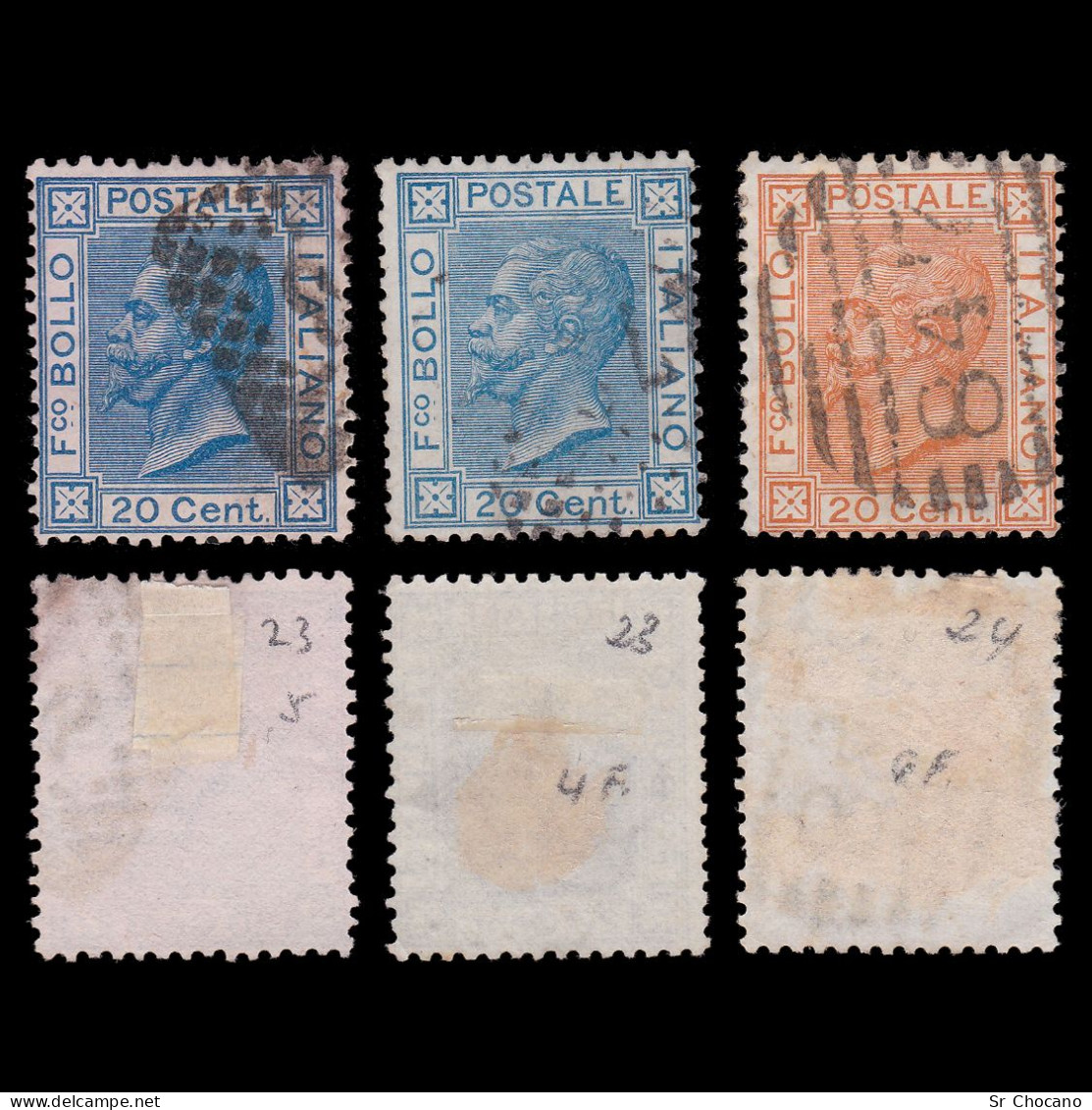 ITALY STAMPS.1867-77.K.Victor Emmanuel II .NOS.YVERT 23-23a-24.USED. - Used