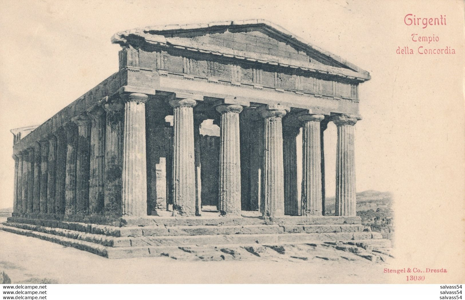 ITALIE - ITALIA - ITALY : GIRGENTI - AGRIGENTO - Tempio Della Concordia (primi 1900 - Dos Non Séparé) - Agrigento