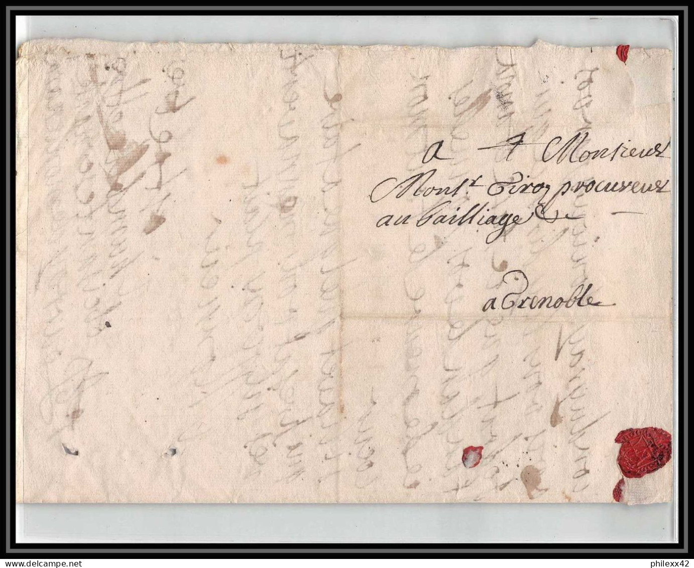 2373 Marque Postale Pour Le Procureur Grenoble 17ème Siècle Isère LAC Lettre Cover France - ....-1700: Vorläufer