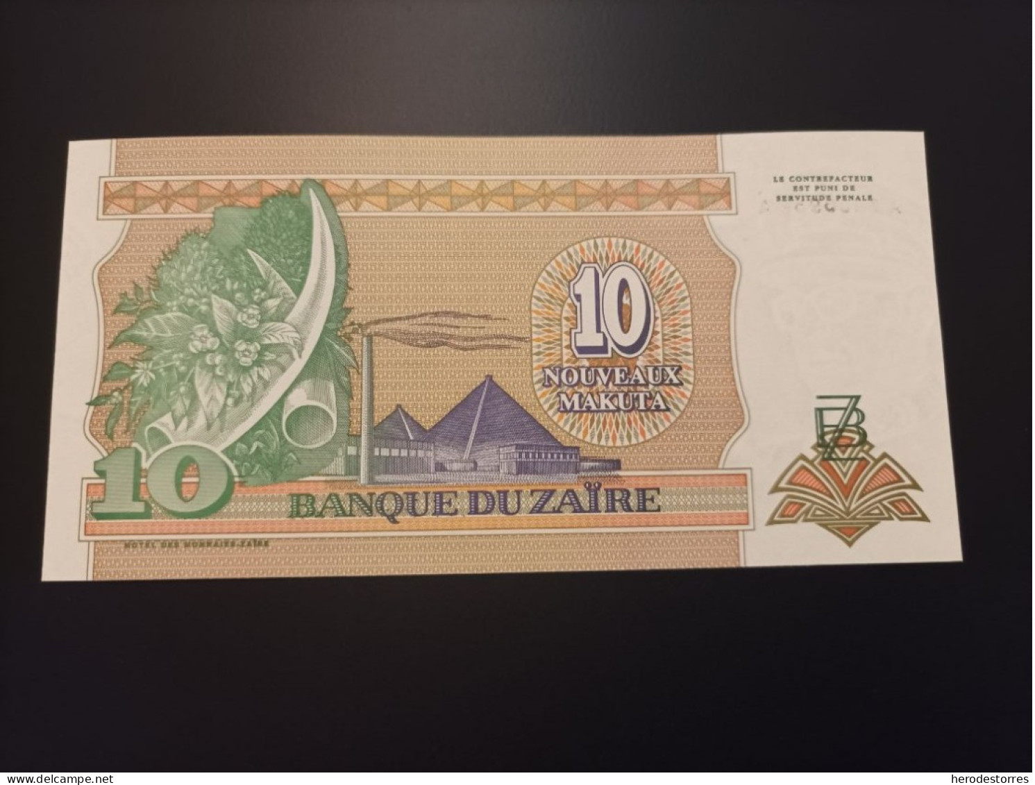 Billete Zaire, 10 Makuta, Año 1993, Serie AA, UNC - Zaire