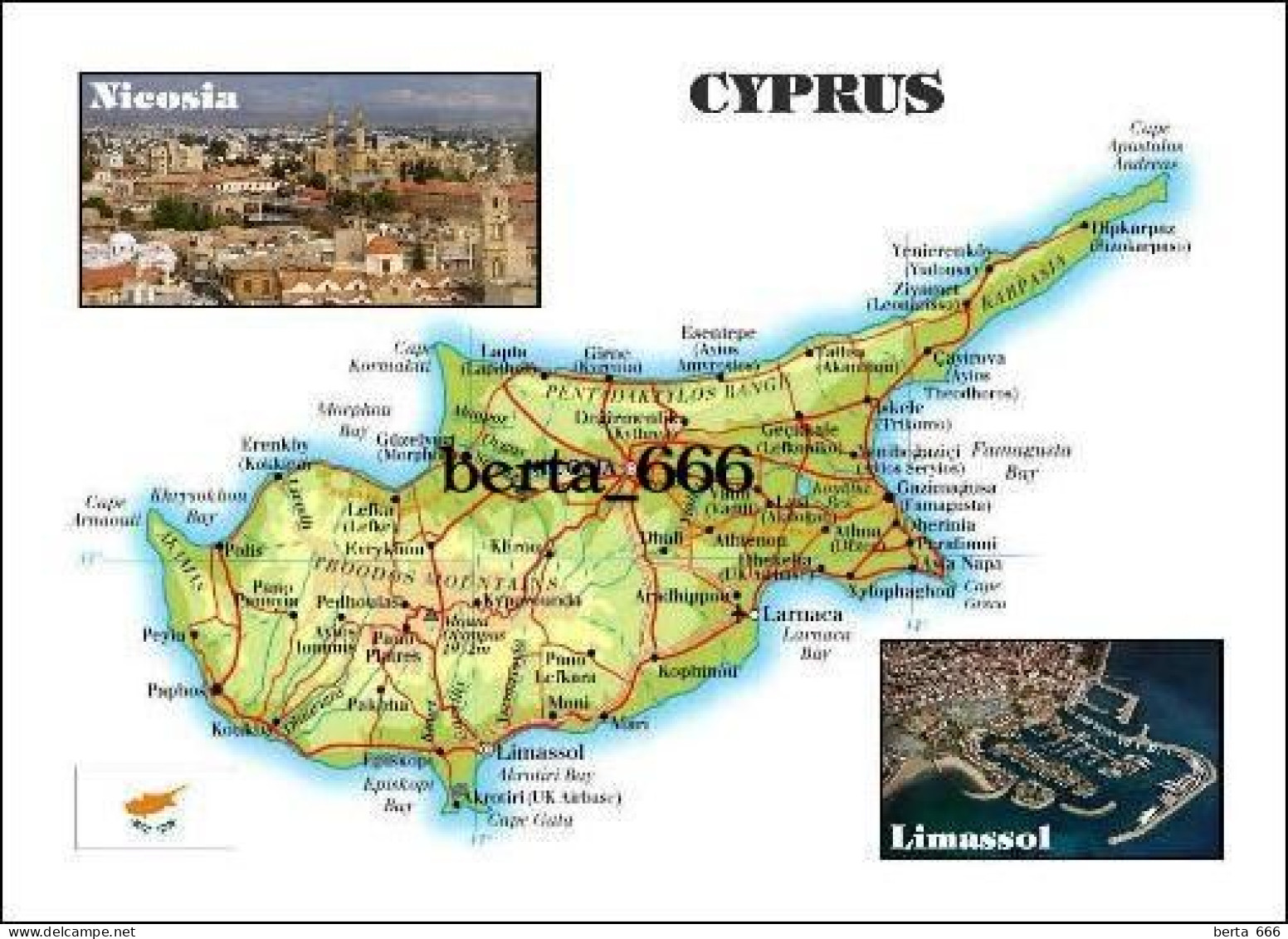 Cyprus Country Map New Postcard * Carte Geographique * Landkarte - Chypre