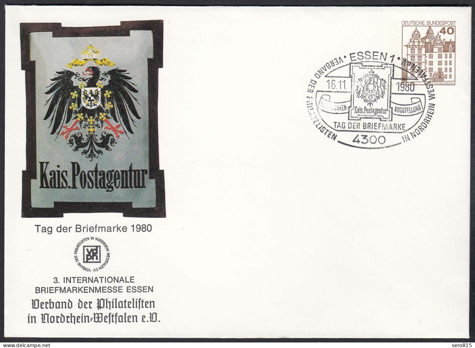 Bund BRD Umschlag Privat-Ganzsache 1980 Tag Der Briefmarke Essen    (22905 - Private Covers - Mint