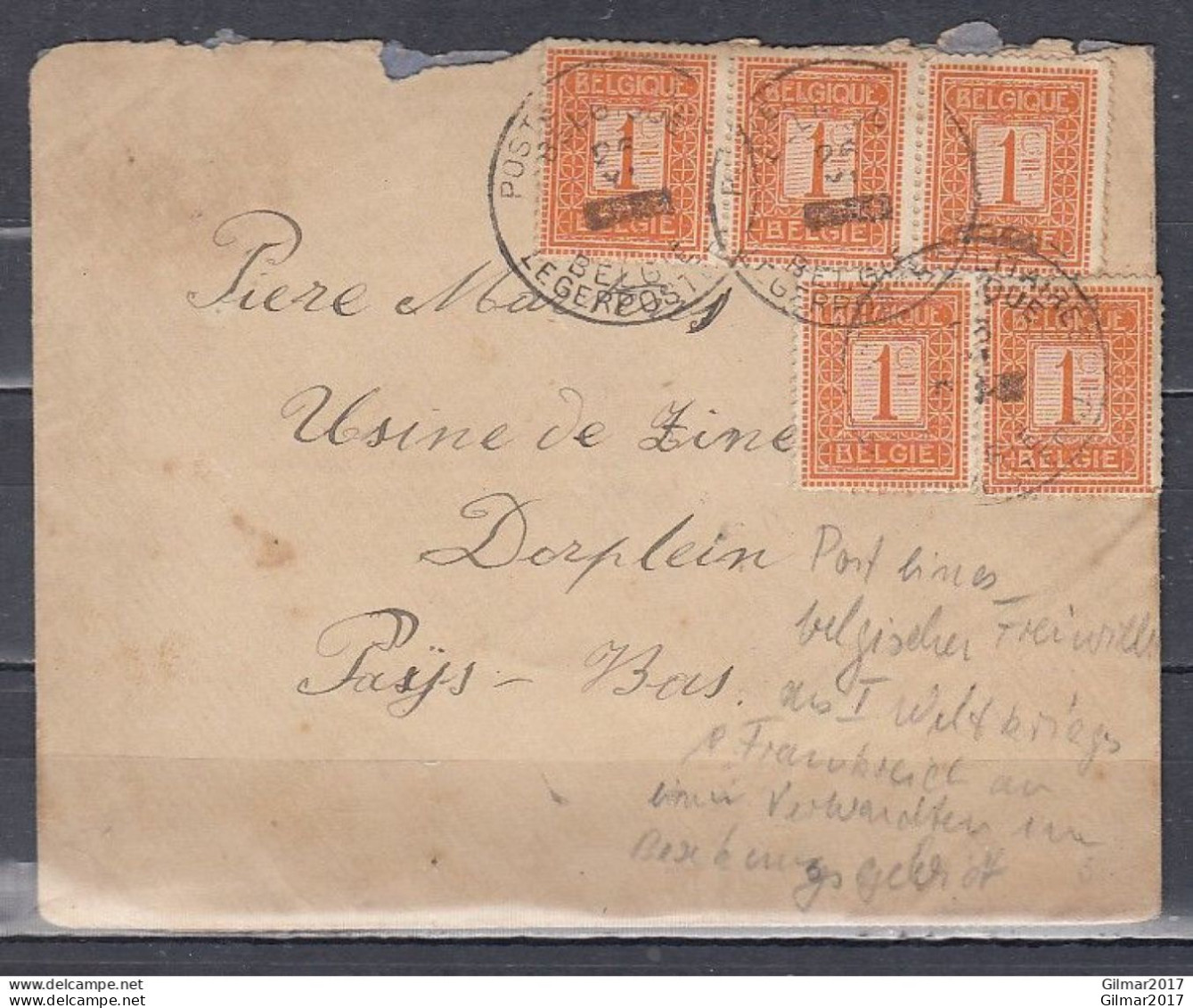 Brief Van Postes Militaire Belgique Belgie Legerpost Naar Dorplein - 1894-1896 Expositions