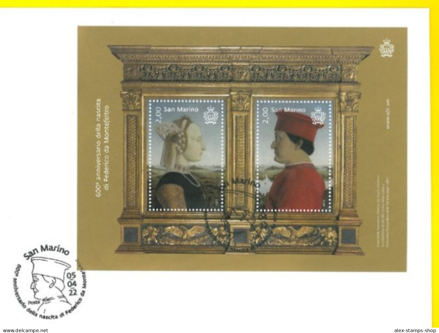 SAN MARINO 2022 FDC 600° Ann. Nascita Federico Da Montefeltro - First Day Cover - FDC