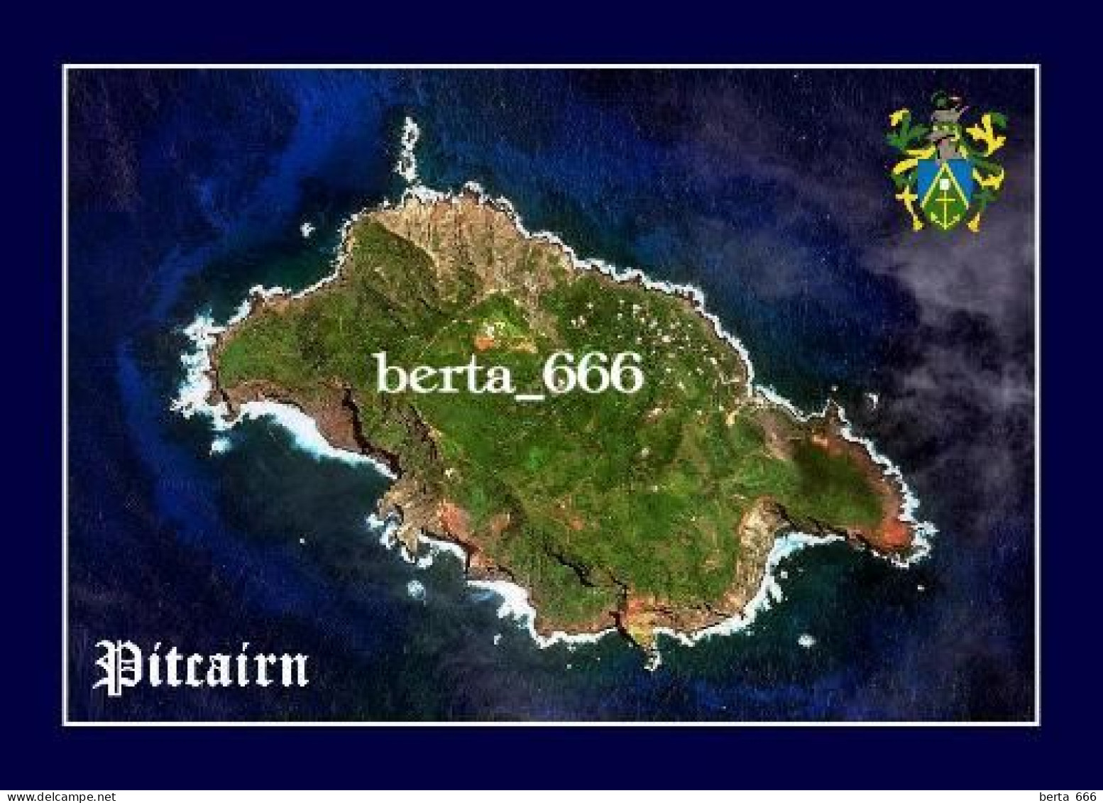 Pitcairn Island Satellite View New Postcard - Pitcairn