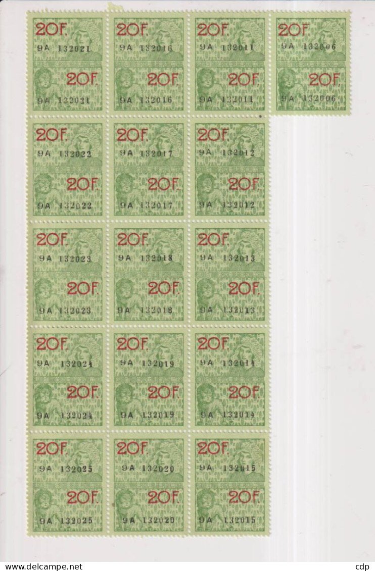 Lot 16 Timbres Fiscaux à 20fr Neufs - Stamps