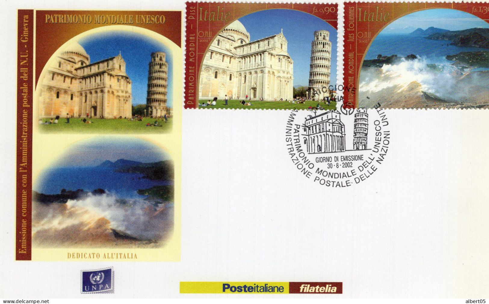 Pisa - Isole Eolie - Patrimono Mondiale UNESCO 30 8 2002 - 2001-10: Marcophilia