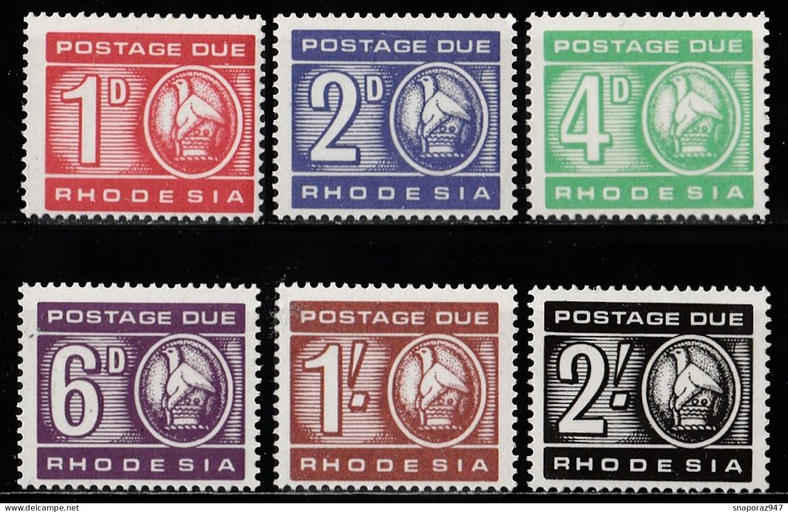 1966 Rhodesia Timbre Taxe Set MNH** Ta8 - Rodesia (1964-1980)