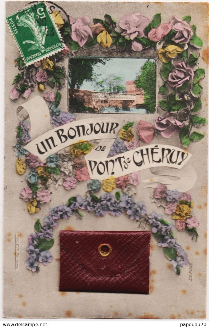 CPA  38 -- PONT DE CHERUY -  UN BONJOUR DE PONT DE CHERUY CARTE SYSTEME AVEC 10  VUES - COLORISEE - Pont-de-Chéruy