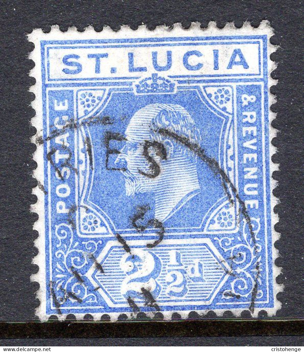 St Lucia 1904-10 KEVII - Wmk. Multiple Crown CA - 2½d Blue Used (SG 69) - St.Lucia (...-1978)