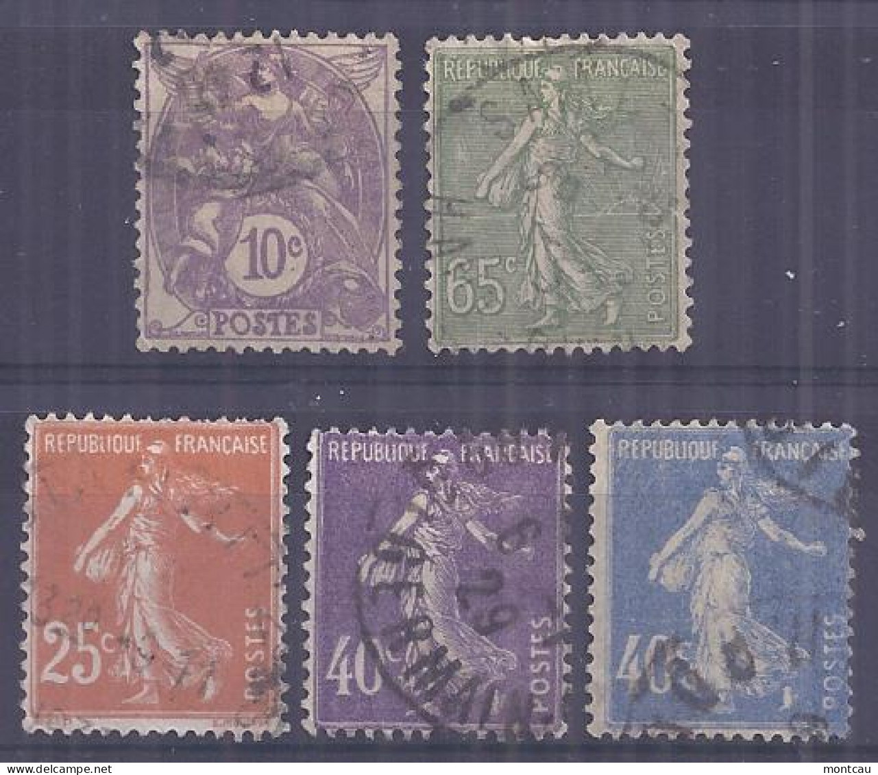Francia 1927. YT = 233-37 - Usados (o). Tipo Blanc 10 C - Used Stamps