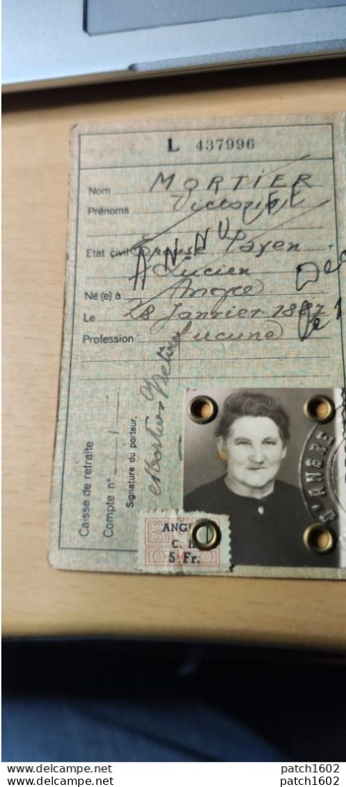 ANGRE Carte Identité MORTIER VICTORIA NÉE A ANGRE 1887 DÉCÉDÉE 1964 - Honnelles