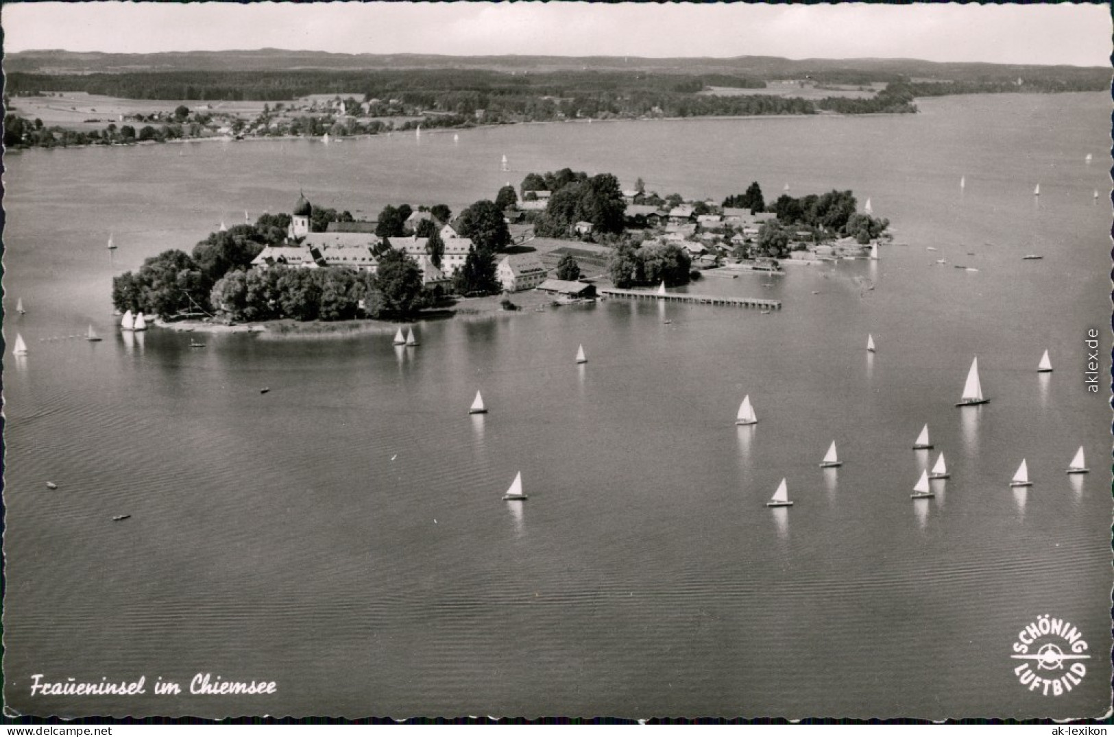 Ansichtskarte Chiemsee Luftbild - Fraueninsel - Chiemsee 1964 - Chiemgauer Alpen