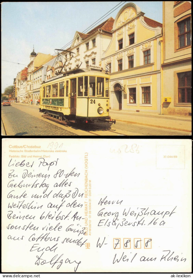 Ansichtskarte Cottbus Altmarkt Historische Straßenbahn 1989 - Cottbus