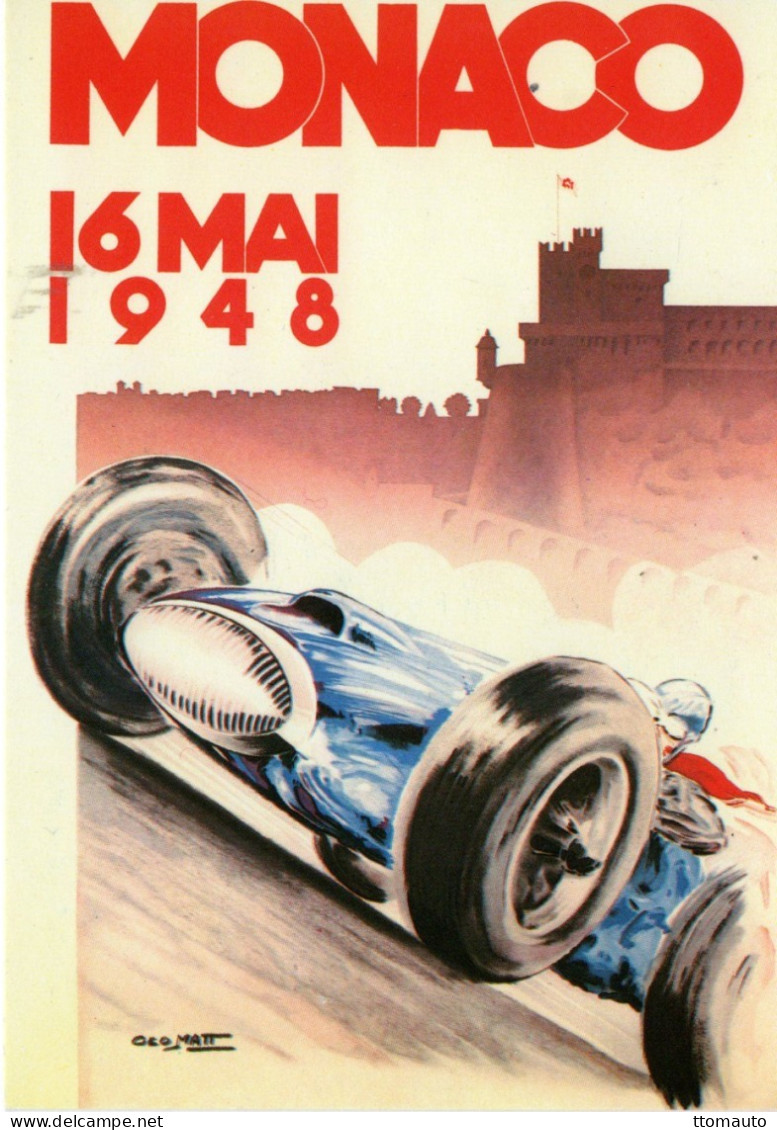 Grand Prix  Monaco 1948  -  Publicité D'epoque -  Illustrateur Géo Matt  - CPM - Grand Prix / F1