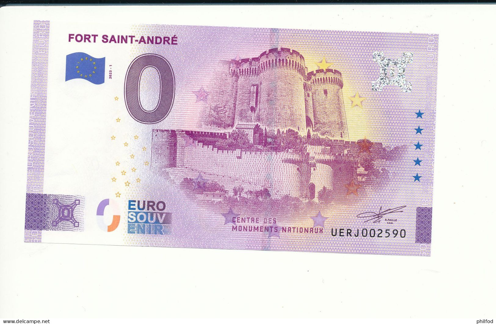 Billet Touristique 0 Euro - FORT SAINT-ANDRE - UERJ - 2023-1 - N° 2590 - Other & Unclassified