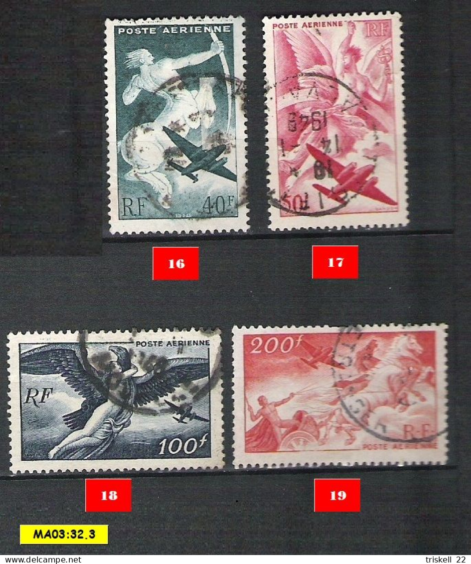 Poste Aérienne Oblitérés : N° 16-17-18-19  (lot 18) - 1927-1959 Gebraucht