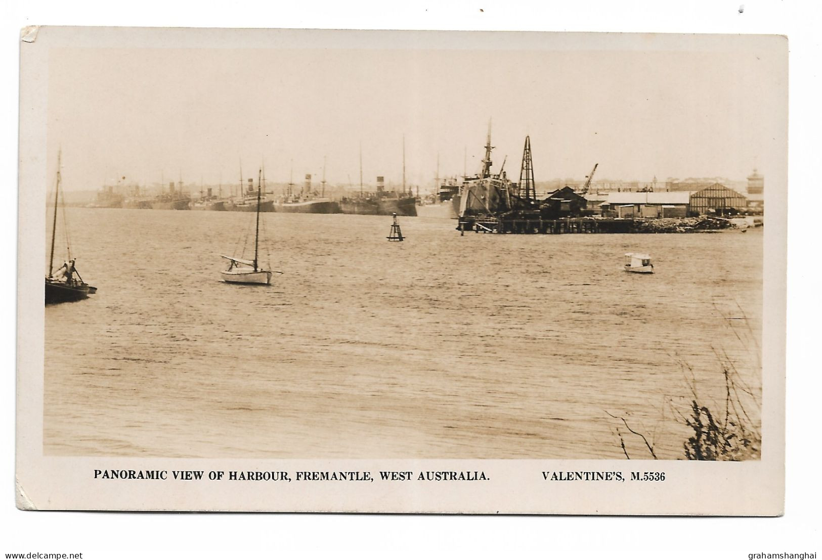 Postcard Australia WA Fremantle Panoramic View Of Harbour Ships Unposted RPPC - Fremantle