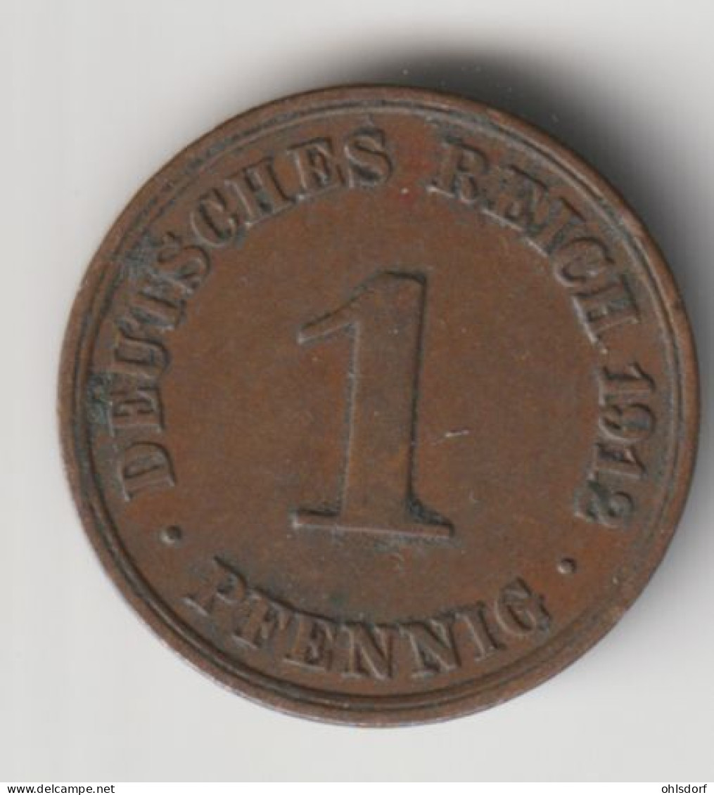 DEUTSCHES REICH 1912 A: 1 Pfennig, KM 10 - 1 Pfennig