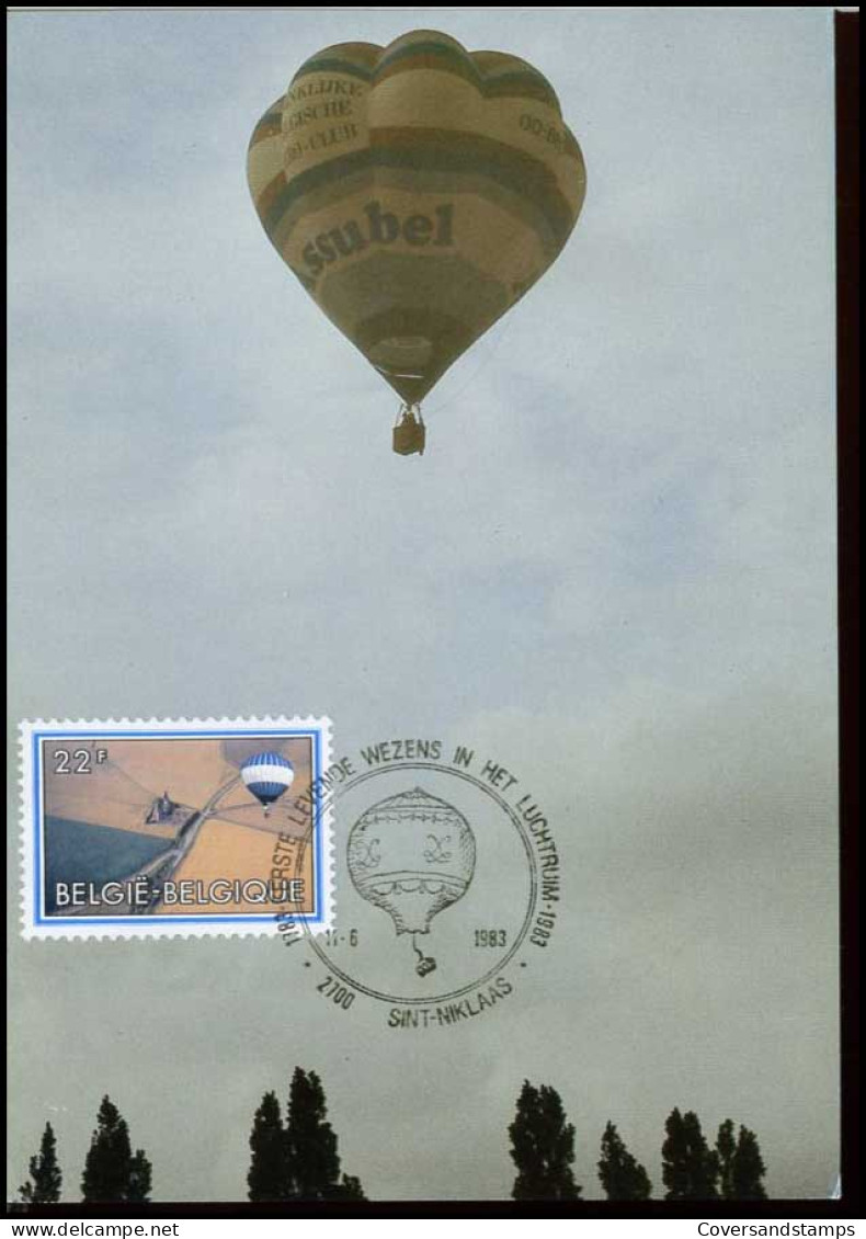 2095 - MK - Blauwwitte Montgolfière, Luchtballon - 1981-1990