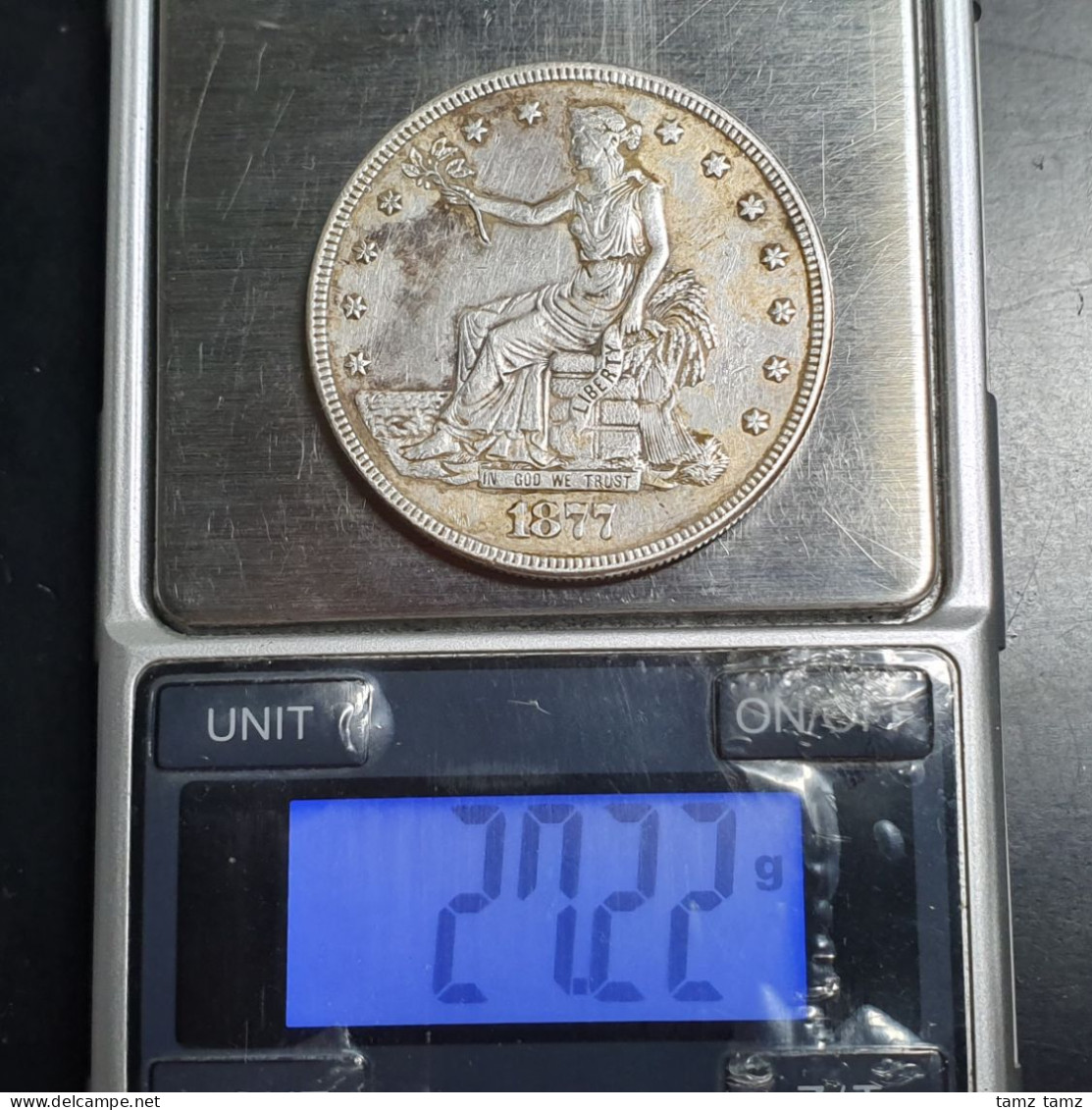 United States Of America Silver Trade Dollar 420 Grains 1877 Philadelphia Mint - 1873-1885: Trade Dollars (Dollar De Commerce)