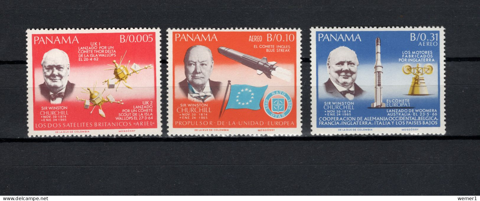 Panama 1966 Space, Sir Winston Churchill Set Of 3 MNH - Amérique Du Nord