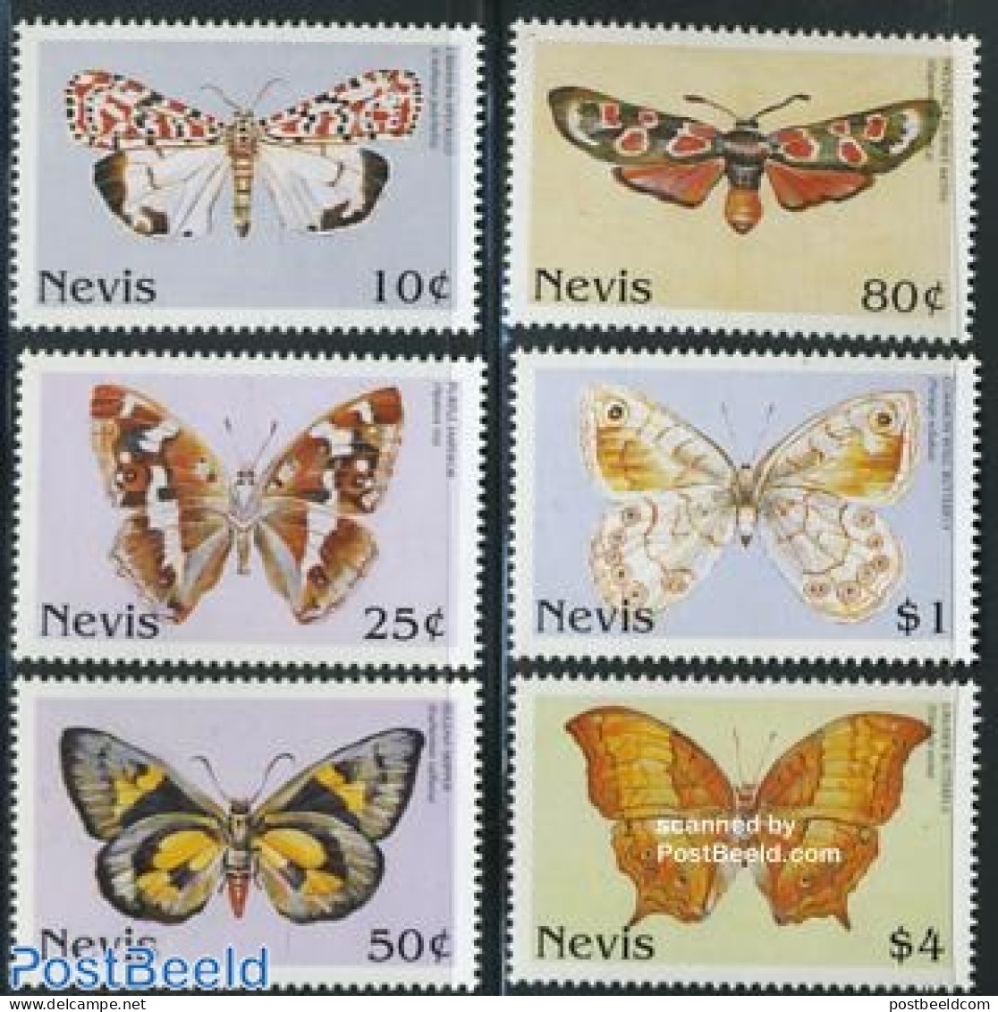 Nevis 1997 Butterflies 6v, Mint NH, Nature - Butterflies - St.Kitts Und Nevis ( 1983-...)