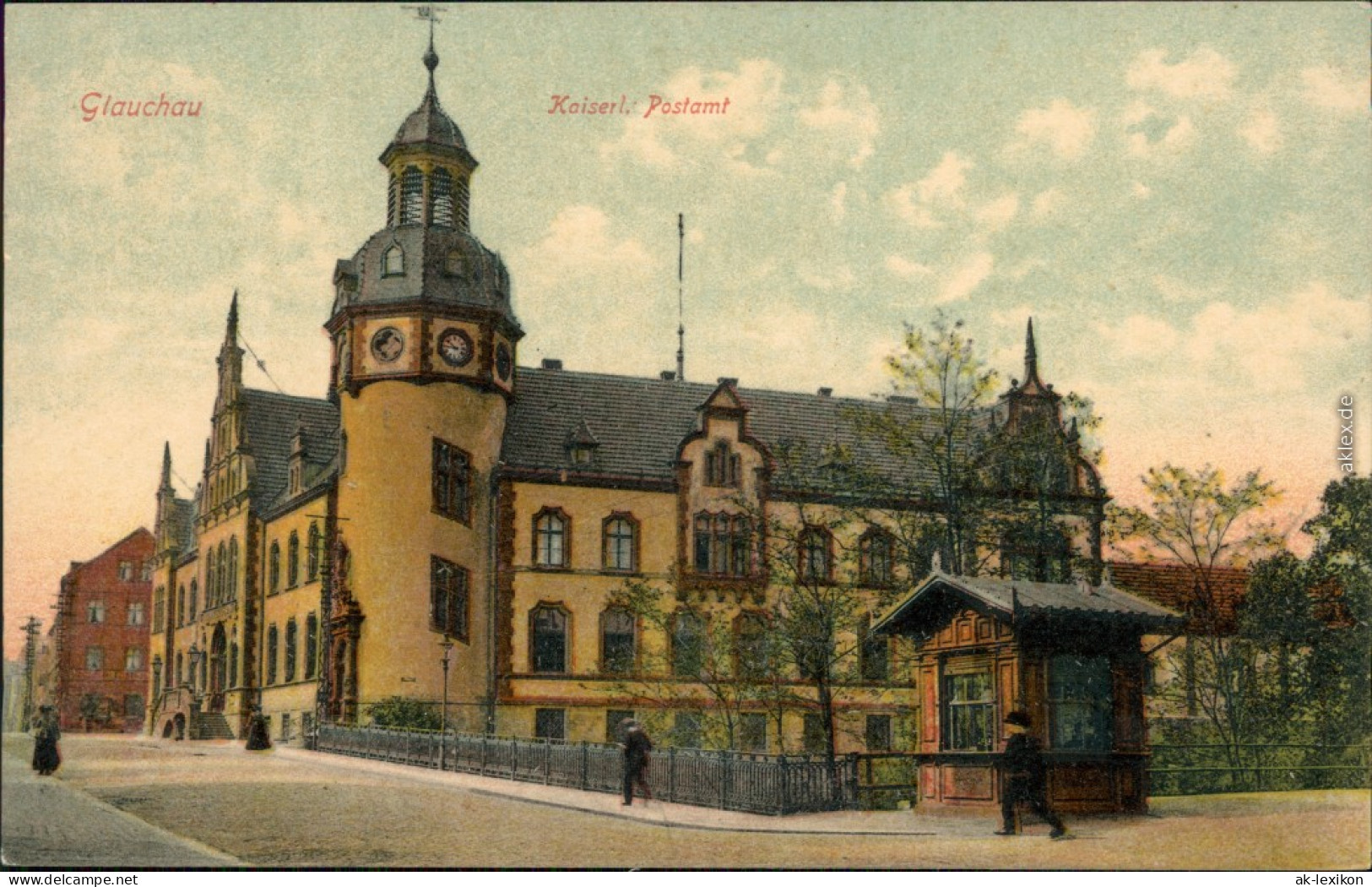 Ansichtskarte Glauchau Kiosk, Kaiserl. Postamt 1913  - Glauchau