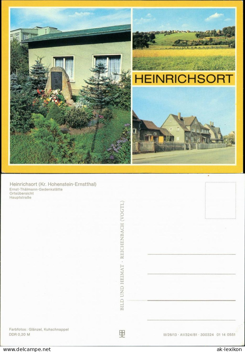 Heinrichsort-Lichtenstein (Sachsen)  Thälmann-Gedenkstätte,  Hauptstraße 1981 - Lichtenstein